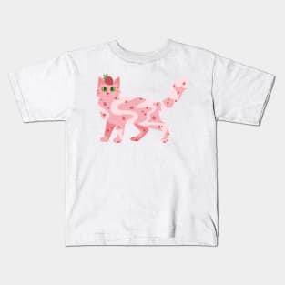 Strawberries and Cream Cat Kids T-Shirt